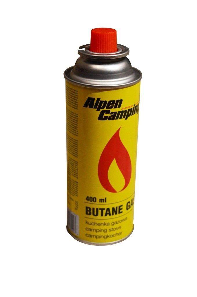 Alpen Camping Butaangaspatroon voor gasfornuis, campingkooktoestel, bunsenbrander, soldeerbrander, 400 ml, EN417, set van 48 stuks